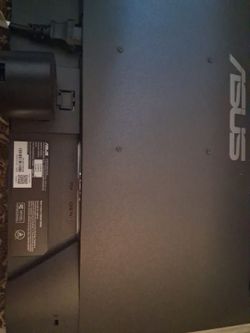 Asus black pc monitor widths 21 inch and 5 centimeters and height 13 inches  long