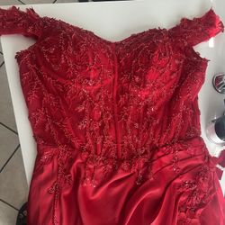 Bright red long dress