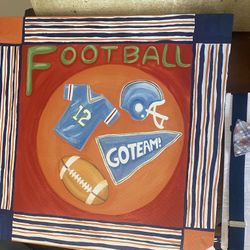 Boys Football Go Team Canvas Art 16 X 16 With Hanger 