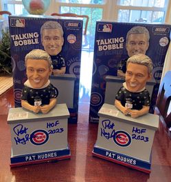 Chicago Cubs Radio/TV Broadcaster Pat Hughes Signed Game 7 Bobblehead w/ HOF 2023 Inscription 
