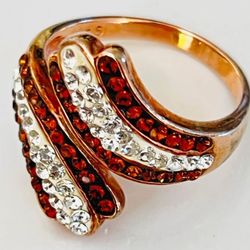 Sterling silver Rose gold ring with Swarovski crystals 