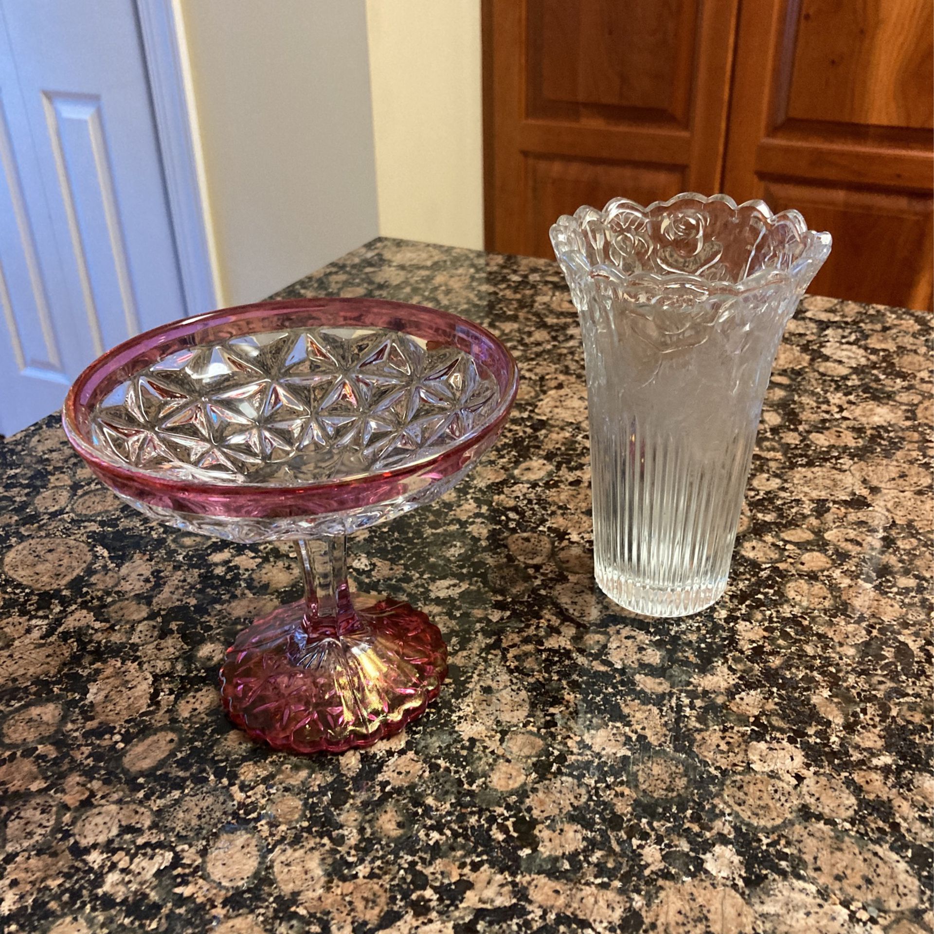 Glass Candy Dish and Small Flower Vase