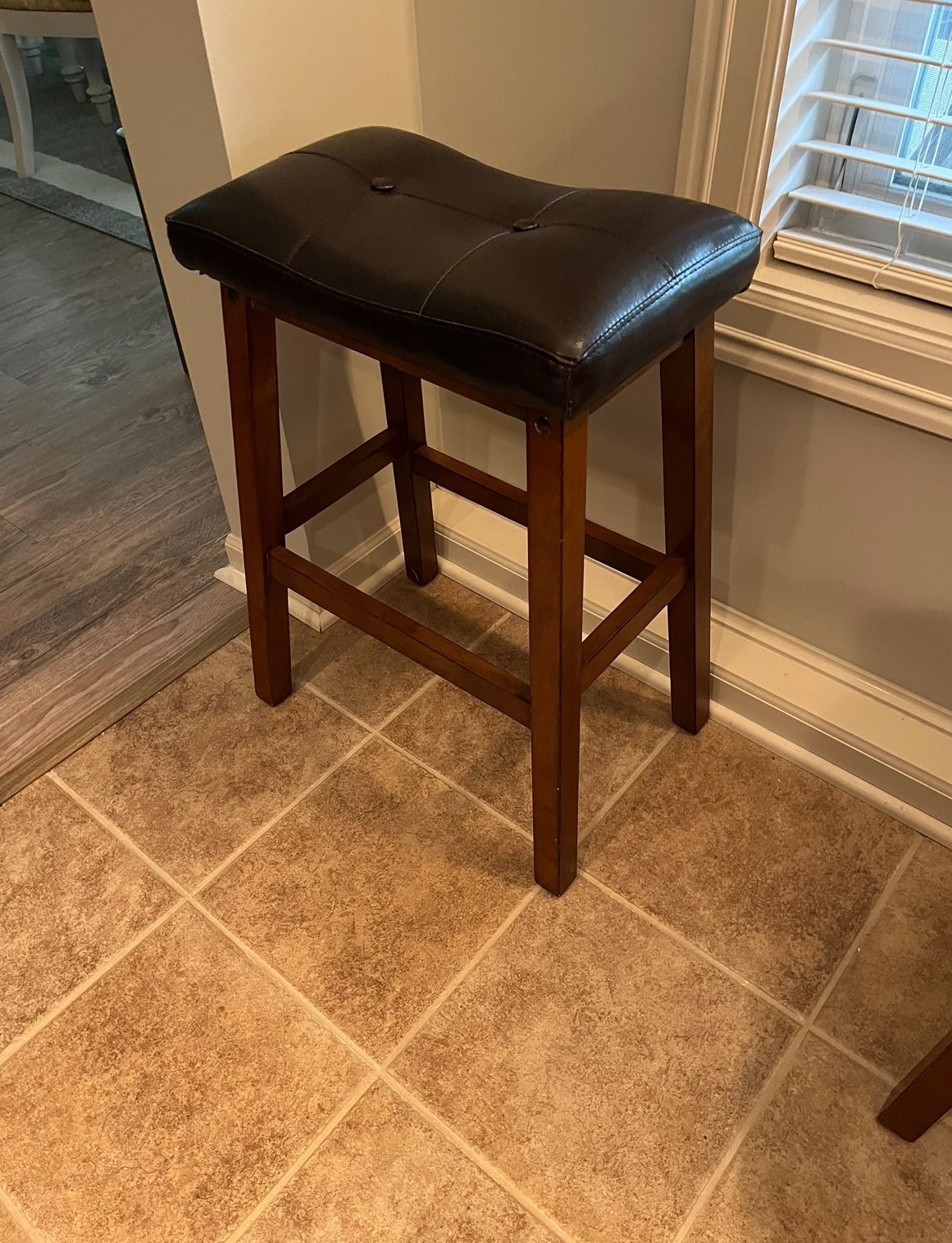 Set 2 Matching Counter Height Barstools / Bar Stools - Wood Legs With Cushioned Top
