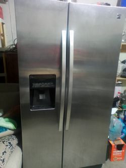 Kenmore refrigerator stainless steel on front black on the sides