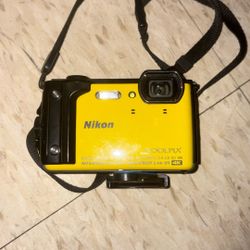 Nikon COOLPIX W300 digital camera in yellow. 