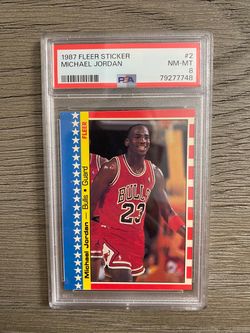 1987 Fleer sticker Michael Jordan #2 PSA 8