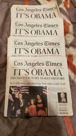 Original L.A. Times Obama wins election newspaper