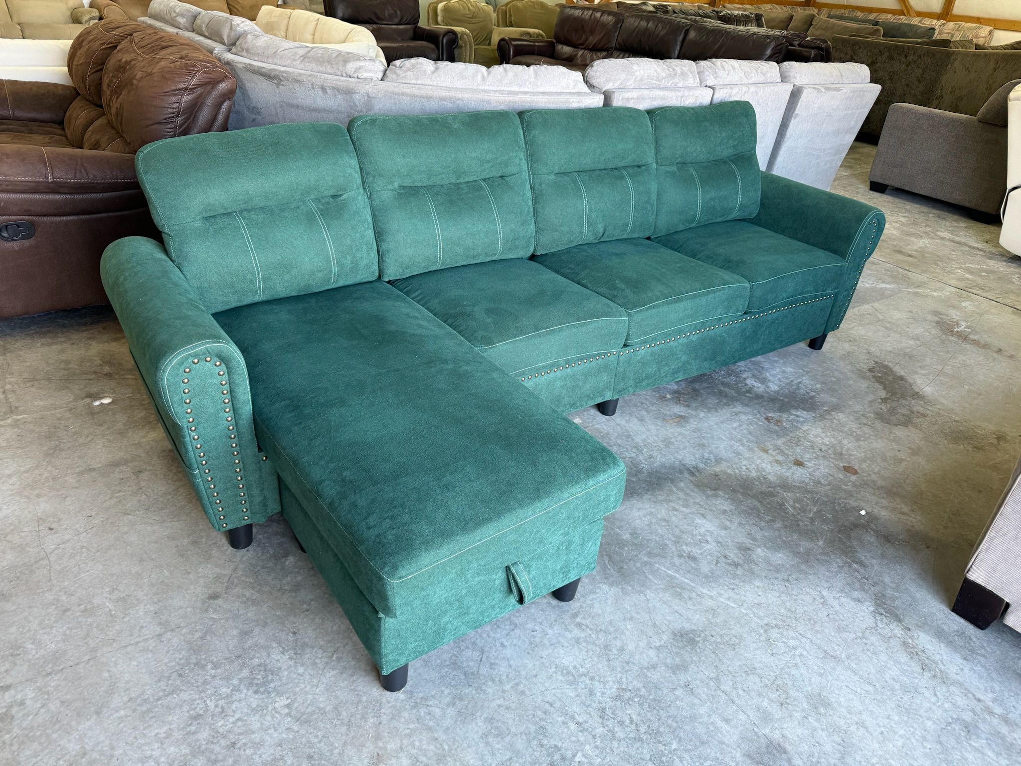 Modern Teal Sectional with Chaise β Stylish & Comfortable! (WE DELIVER)