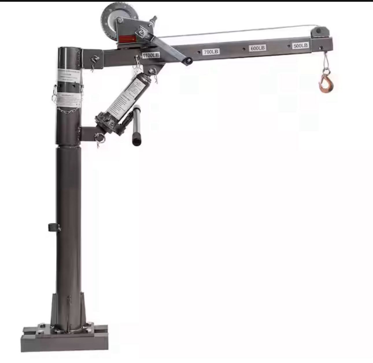  STARK USA 1100 lbs. Capacity 77 lbs. Hitch Class I Crane Hydraulic Hitch Lift Hoist with Hand Winch
