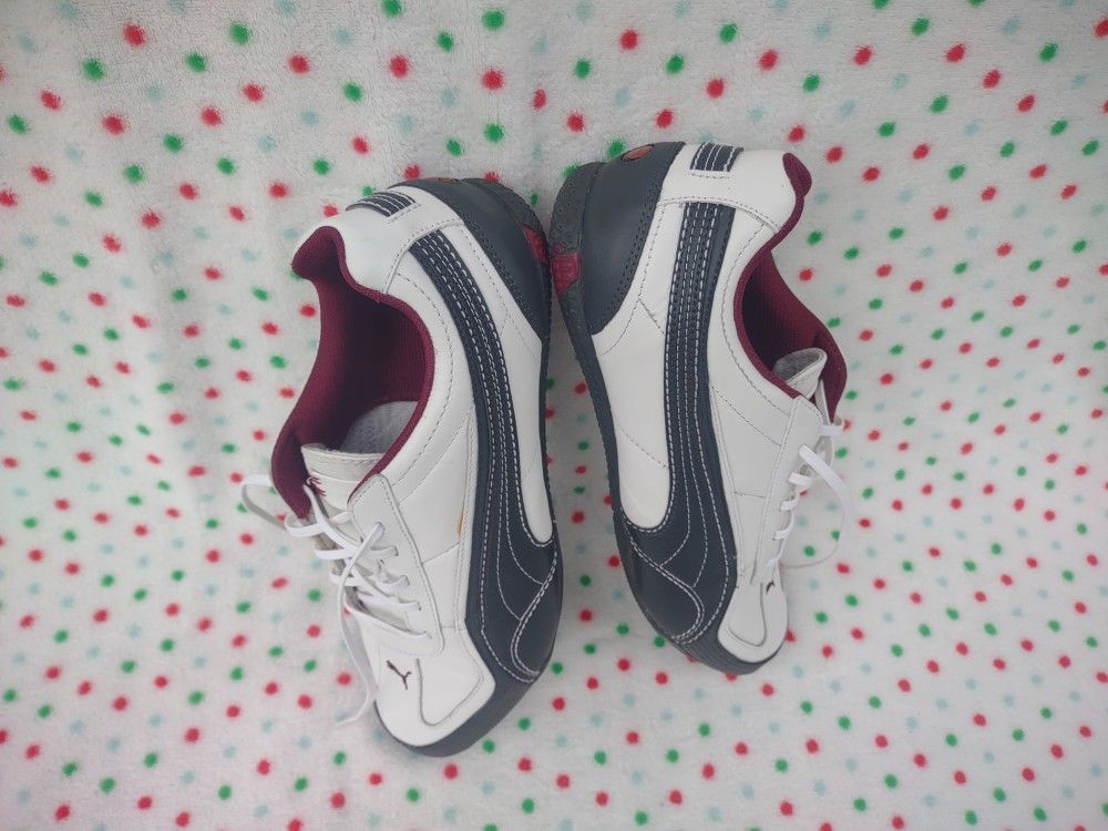 PUMA USAN DRIVING SNEAKER SHOES MENS 11 WHITE LEATHER LACE UP CAR RACING CAT