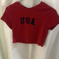 Red  USA Women Crop Top 