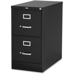 Black Vertical File Cabinet with 2-Drawers Security Lock and Letter Files