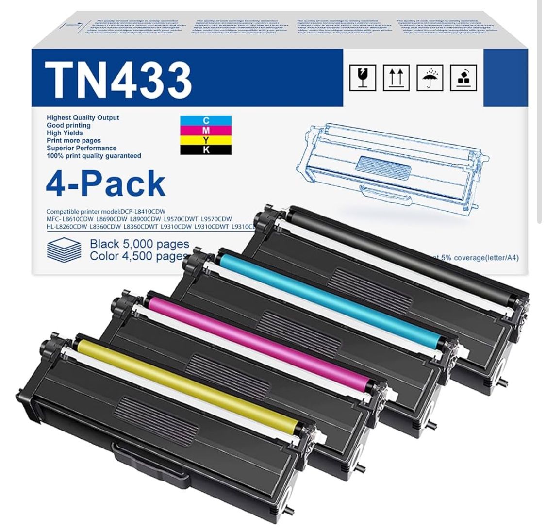Toner Cartridge Set 4-Pack Replacement for Brother