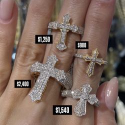 10K  .42CT Natural Diamonds Cross Ring  