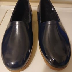 Ladies Woodstock Navy Rubber Rain Shoes Size 10