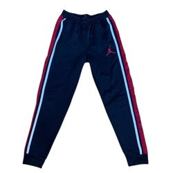 Jordan Jumpman Black Red White Striped Youth Sweatpants Sz L 12-13