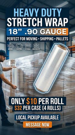 Industrial Clear Stretch Wrap 18 Inch Hand Film 90 Gauge