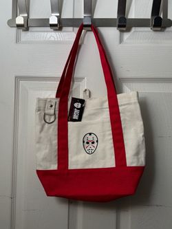 Horror Hockey Mask Embroidered Canvas Tote Bag