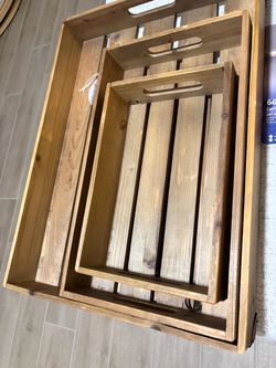 Nesting Wooden Serving Trays Set of 4
