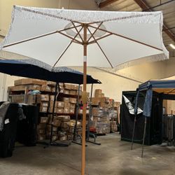 New 7.5’ Tassel Umbrella (Base not Includes)  with Fringe Outdoor Patio Pool Side Tilt 
