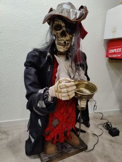 Life Size Animated Talking Pirate Skeleton Halloween Prop – 4'8"