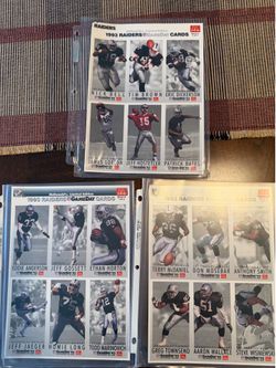 1993 McDonald's GameDay Raiders Uncut Card Sheets Set (3) - Complete Team Set A B C - Tim Brown, Marcus Allen, Howie Long