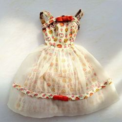 Vintage 1960's Barbie Lunch Date Dress Apple Print Organdy