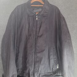 Jos. A. Bank Men’s Microfiber Suede Jacket M – Black Zip-Up Coat with Plaid Lining