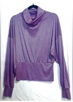 Free People Glam Metallic Banded Turtleneck Sz L Sweater Colorful Lightweight