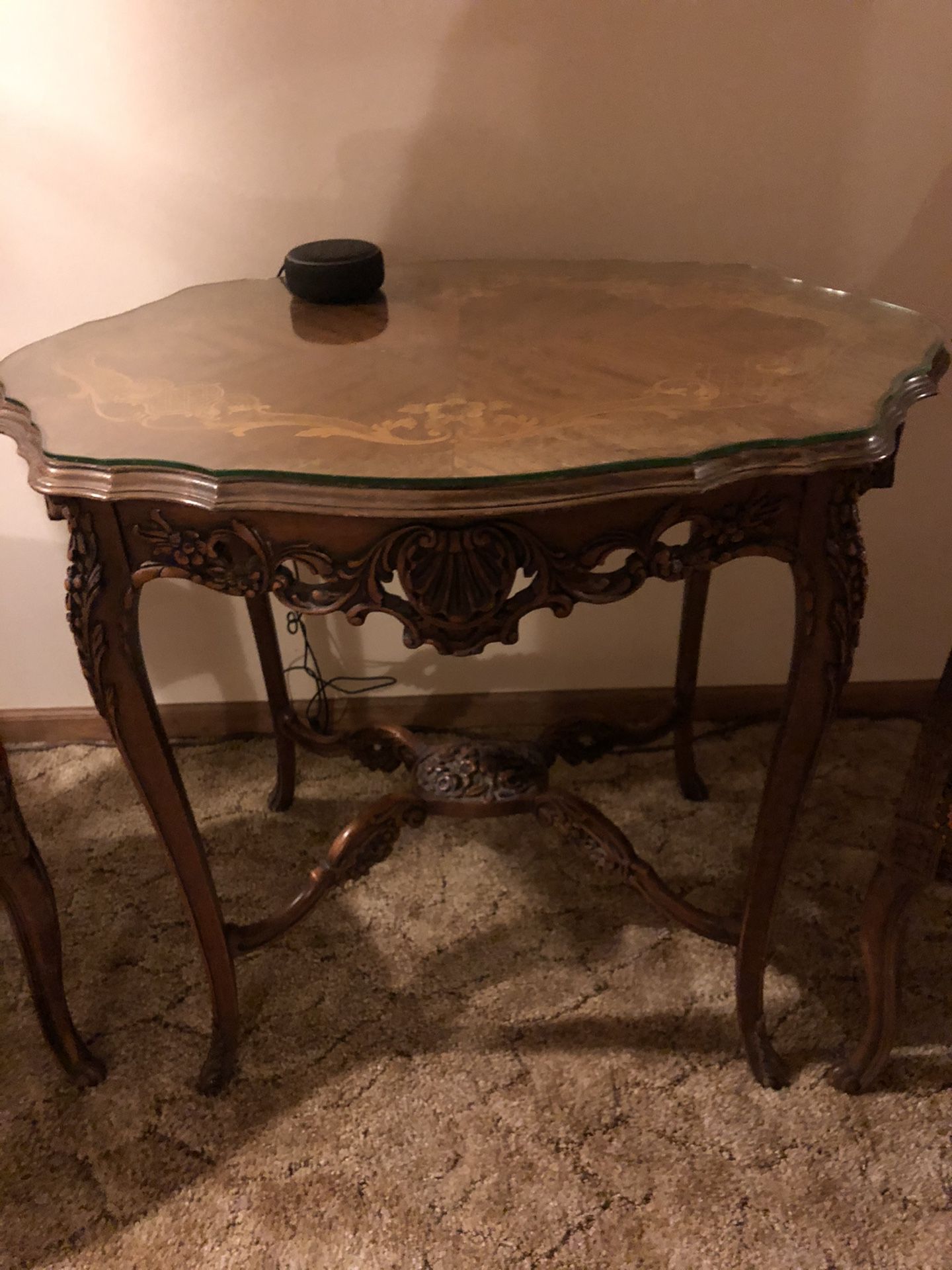 Antique French carved parlor table