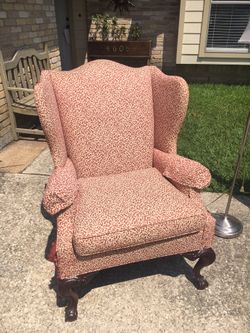 Leopard print wing back chair