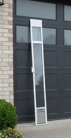 Pet Door Glass Sliding Door Attachment Adjustable Height 93-98" Ideal for Large Dogs/Cats Up to 20lbs! Hole 8.5x12  Retails $279.95  White - No-Cut DI