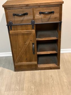 Rustic Wood Cabinet with Sliding Barn Door