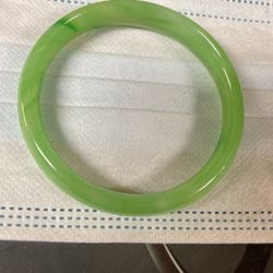 Chinese Peking Jade Light Green Bracelet Bangle Flat Inside  
