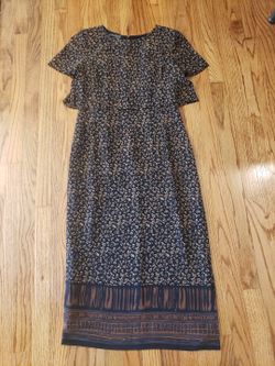 Vtg Cynthia Howie-Chic Black and Brown Maxi Dress Size: 8P
