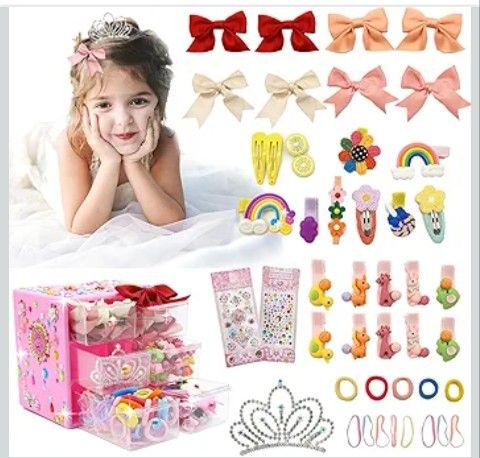 153 Pcs Hair Accessories for Girls - Bows, Baby Hair Clips, Cute Barrettes, Gifts for Teen Girls (2 to 10 Years Old)