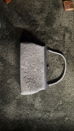 Silver Beaded Clutch Purse