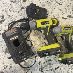 RYOBI DRILLS.. 3 Batteries Plus Charger 