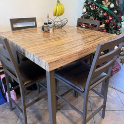 High Top Dining Table + 4 Chairs 