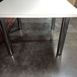 White & Silver Chrome Table