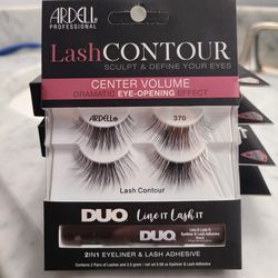 Ardell Lash Contour Eyelashes 370 Eye Opening w/Duo Eyeliner & Adhesive Sealed