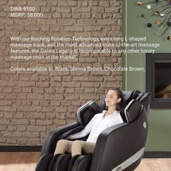Massage Chair: Daiwa LEGACY DWA-9100 Massage Lounger — Zero Gravity, 49” L-Track, Heat, Bluetooth, 48 Airbags