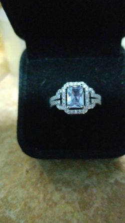 Size 6 white sapphire engagement ring sterling silver new