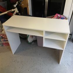 White desk with 2 cubbies
