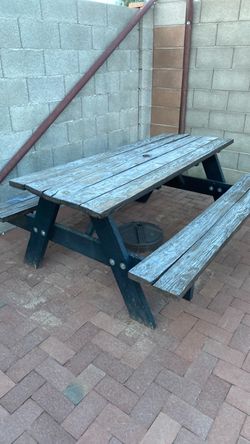 Outdoor Wood Picnic Table with Benches