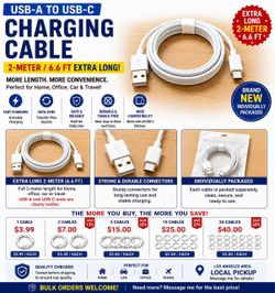 6.6FT USB-A to USB-C Fast Charging Cable – New