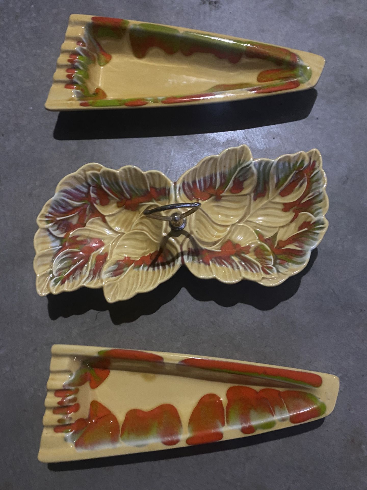 Vintage ceramic glazed, mid-century ashtrays