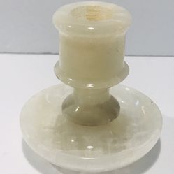 Vintage White Onyx Candlestick Holder 3”. Beautiful milk onyx candlestick holder is in excellent condition.