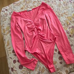 Zara Pink Long Sleeve Bodysuit size Medium