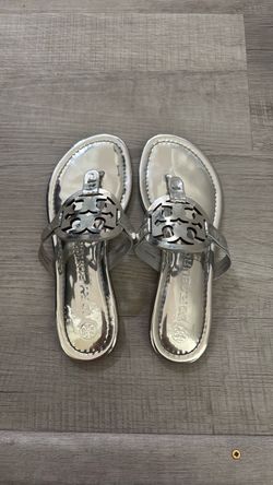 Tory Burch Miller Metallic Silver Sandals